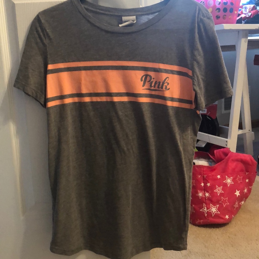 PINK light grey and coral t shirt